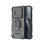 WANLONFENG for Xiaomi 17T ZDX Series Case PC TPU Kickstand Phone Back Case with Lens Cover + Tempered Glass