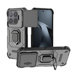 WANLONFENG for Xiaomi 17T ZDX Series Case PC TPU Kickstand Phone Back Case with Lens Cover + Tempered Glass