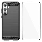 WANLONFENG for Samsung Galaxy S26 FE Case with Screen Film  LS Series Big Lens Hole Brushed Texture TPU Phone Cover