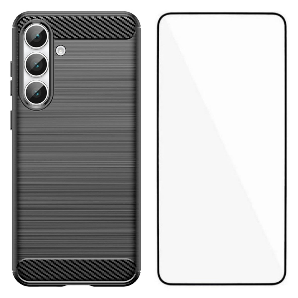 WANLONFENG for Samsung Galaxy S26 FE Case with Screen Film  LS Series Big Lens Hole Brushed Texture TPU Phone Cover