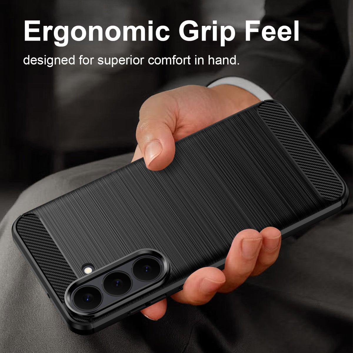 WANLONFENG for Samsung Galaxy S26 FE Case with Screen Film  LS Series Big Lens Hole Brushed Texture TPU Phone Cover