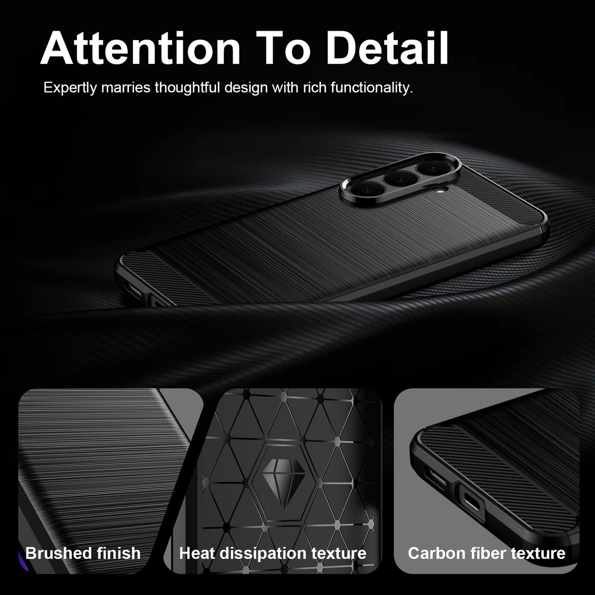 WANLONFENG for Samsung Galaxy S26 FE Case with Screen Film  LS Series Big Lens Hole Brushed Texture TPU Phone Cover