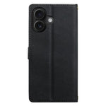 For iPhone 16 Leather Case Hearts Imprint Zipper Pocket Wallet Phone Cover with Short and Long Straps