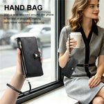 For iPhone 16 Leather Case Hearts Imprint Zipper Pocket Wallet Phone Cover with Short and Long Straps
