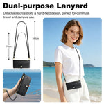 For iPhone 16 Pro Max Leather Case Hearts Imprint Zipper Pocket Wallet Phone Cover with Short and Long Straps