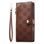 For Samsung Galaxy S26 FE Leather Case Hearts Imprint Zipper Pocket Wallet Phone Cover with Short and Long Straps