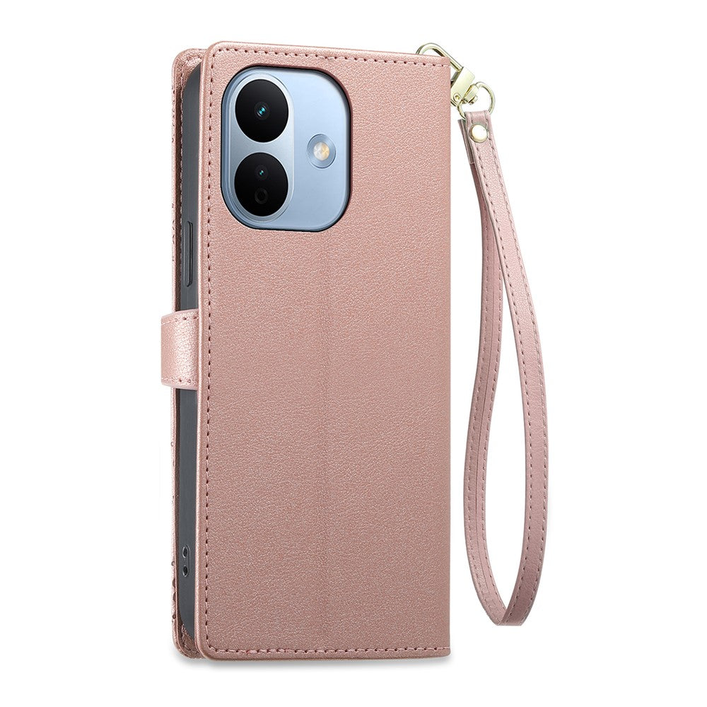 For Xiaomi Redmi Note 17 Pro Max 5G / Note 17 Pro+ 5G Leather Case Hearts Imprint Zipper Pocket Wallet Phone Cover with Short and Long Straps