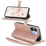 For Xiaomi Redmi Note 17 Pro Max 5G / Note 17 Pro+ 5G Leather Case Hearts Imprint Zipper Pocket Wallet Phone Cover with Short and Long Straps