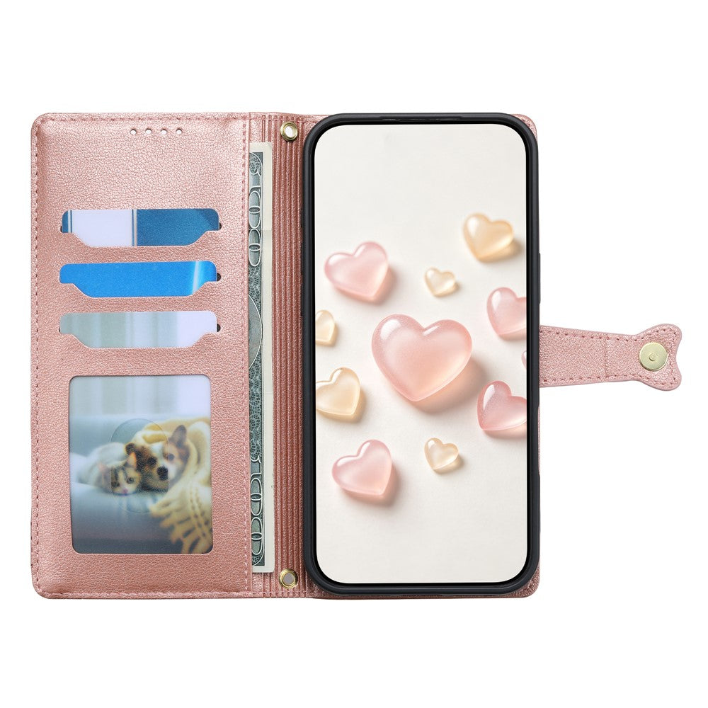 For Xiaomi Redmi Note 17 Pro Max 5G / Note 17 Pro+ 5G Leather Case Hearts Imprint Zipper Pocket Wallet Phone Cover with Short and Long Straps