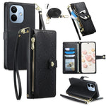 For Xiaomi Redmi Note 17 Pro Max 5G / Note 17 Pro+ 5G Leather Case Hearts Imprint Zipper Pocket Wallet Phone Cover with Short and Long Straps