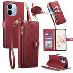 For Xiaomi Redmi Note 17 Pro Max 5G / Note 17 Pro+ 5G Leather Case Hearts Imprint Zipper Pocket Wallet Phone Cover with Short and Long Straps