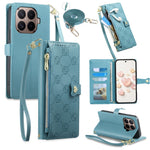 For Xiaomi 17T Leather Case Hearts Imprint Zipper Pocket Wallet Phone Cover with Short and Long Straps