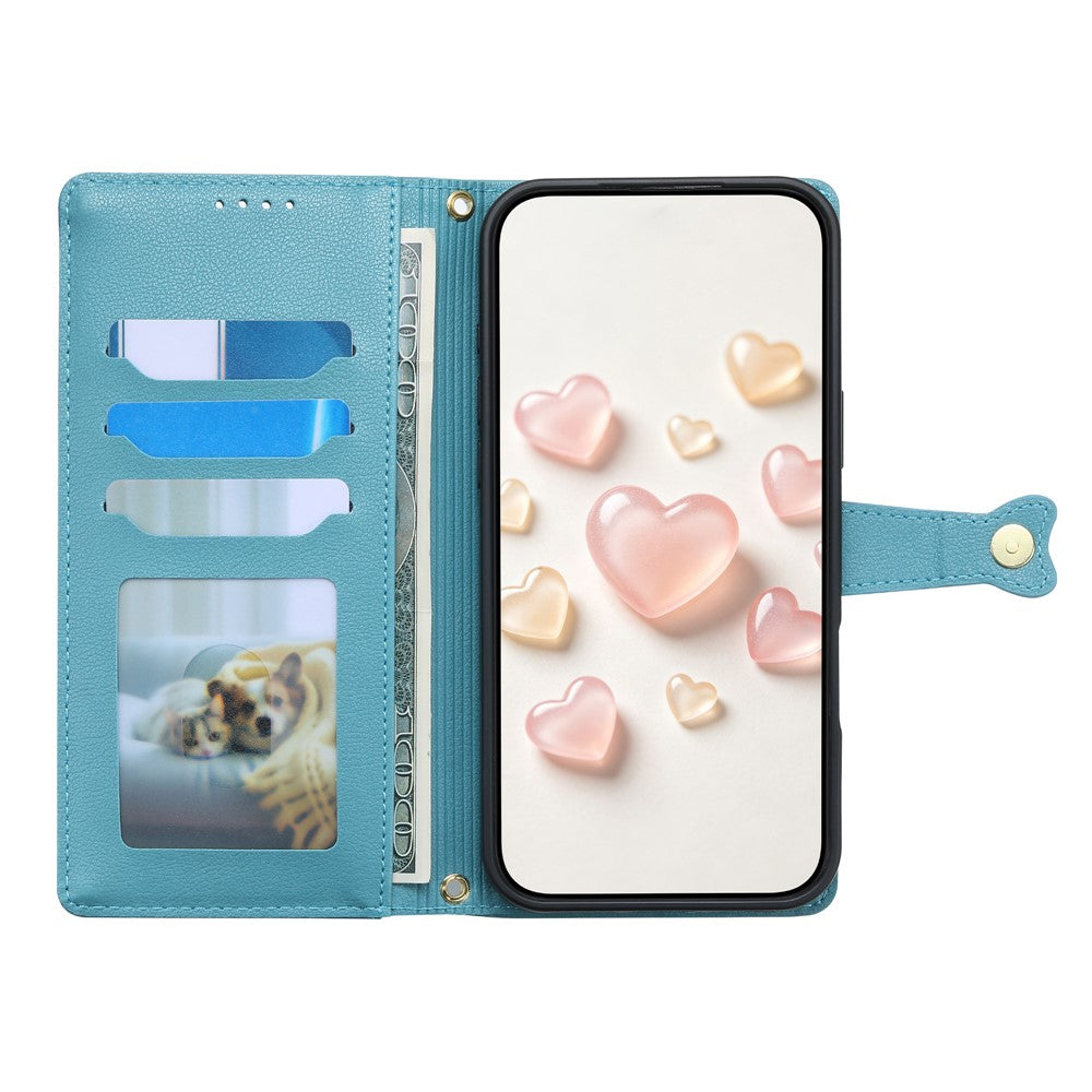 For Xiaomi 17T Leather Case Hearts Imprint Zipper Pocket Wallet Phone Cover with Short and Long Straps