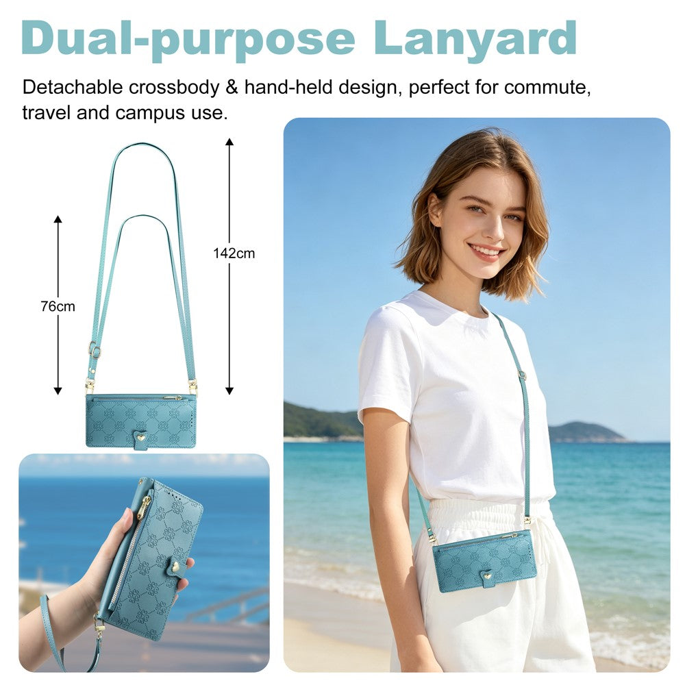 For Xiaomi 17T Leather Case Hearts Imprint Zipper Pocket Wallet Phone Cover with Short and Long Straps