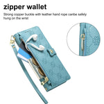For Xiaomi 17T Leather Case Hearts Imprint Zipper Pocket Wallet Phone Cover with Short and Long Straps