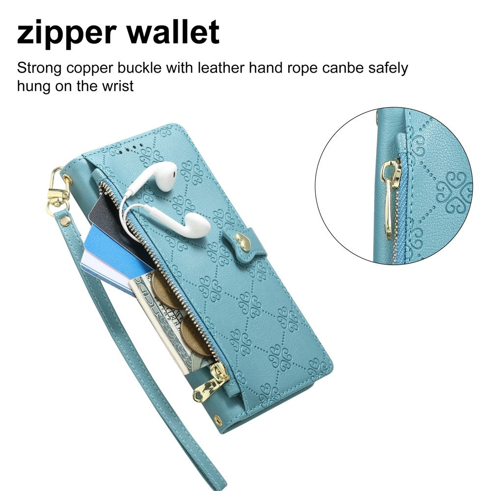 For Xiaomi 17T Leather Case Hearts Imprint Zipper Pocket Wallet Phone Cover with Short and Long Straps