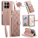 For Xiaomi 17T Leather Case Hearts Imprint Zipper Pocket Wallet Phone Cover with Short and Long Straps