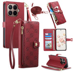 For Xiaomi 17T Leather Case Hearts Imprint Zipper Pocket Wallet Phone Cover with Short and Long Straps