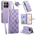 For Xiaomi 17T Leather Case Hearts Imprint Zipper Pocket Wallet Phone Cover with Short and Long Straps