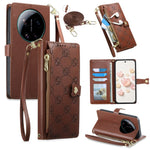 For Xiaomi 17 Ultra 5G Leather Case Hearts Imprint Zipper Pocket Wallet Phone Cover with Short and Long Straps