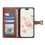 For Xiaomi 17 Ultra 5G Leather Case Hearts Imprint Zipper Pocket Wallet Phone Cover with Short and Long Straps