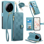 For Xiaomi 17 Ultra 5G Leather Case Hearts Imprint Zipper Pocket Wallet Phone Cover with Short and Long Straps