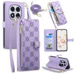 For Xiaomi Redmi Note 14 Pro 5G  /  Poco X7 5G Leather Case Hearts Imprint Zipper Pocket Wallet Phone Cover with Short and Long Straps
