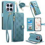 For Xiaomi Redmi Note 14 Pro 5G  /  Poco X7 5G Leather Case Hearts Imprint Zipper Pocket Wallet Phone Cover with Short and Long Straps
