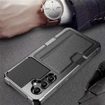 Samsung Galaxy S26 FE-etui med kortslot i læder + TPU Defender-mobilcover