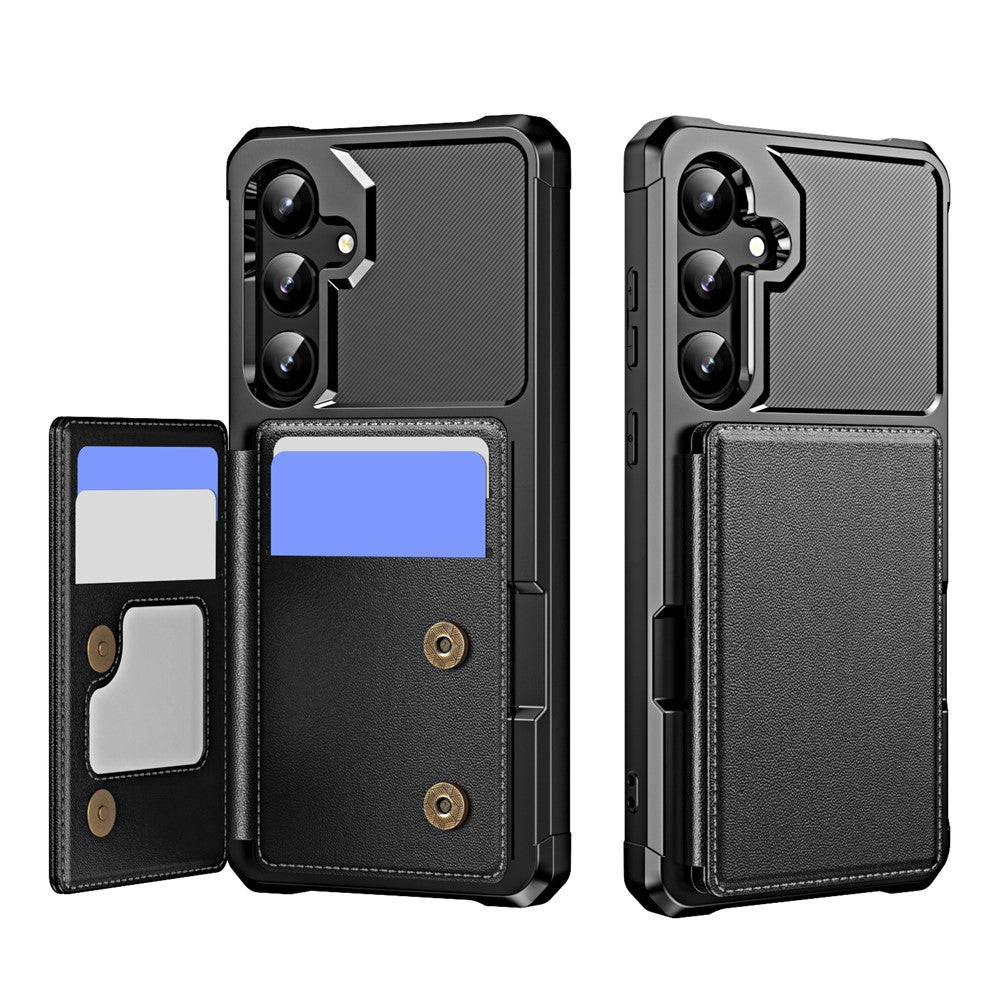For Samsung Galaxy S26 FE Case Card Slot Kickstand Leather + TPU Reinforced Corner Phone Cover