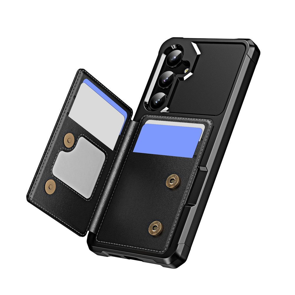 For Samsung Galaxy S26 FE Case Card Slot Kickstand Leather + TPU Reinforced Corner Phone Cover