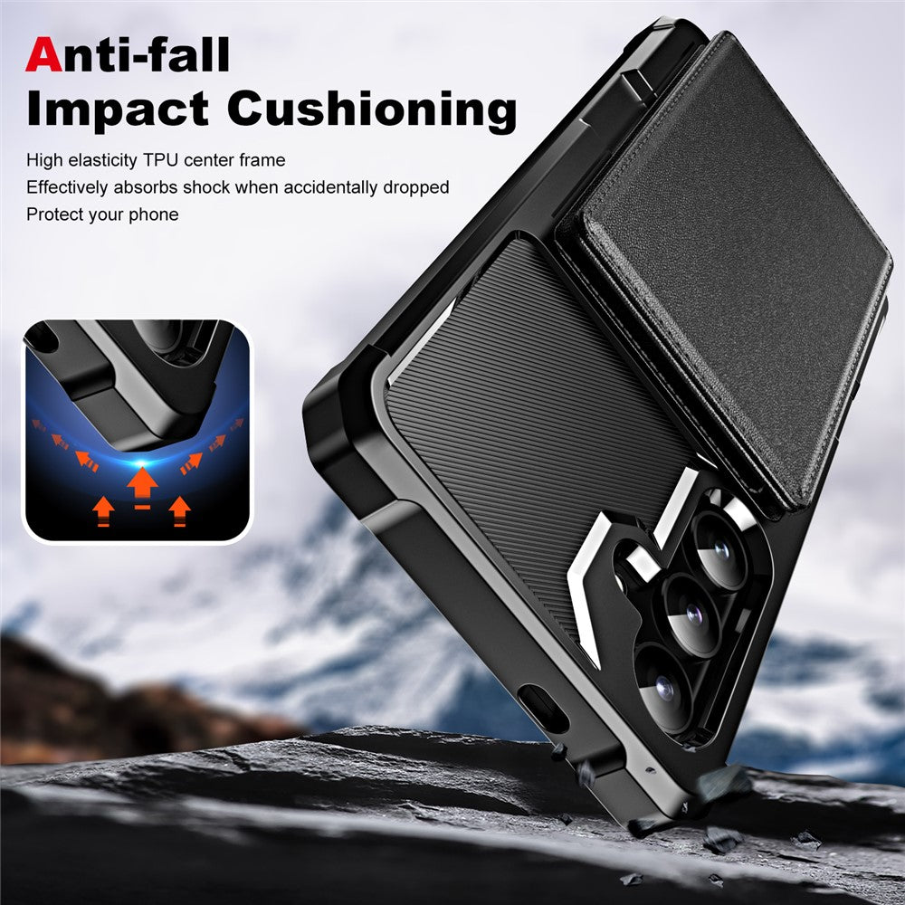 For Samsung Galaxy S26 FE Case Card Slot Kickstand Leather + TPU Reinforced Corner Phone Cover