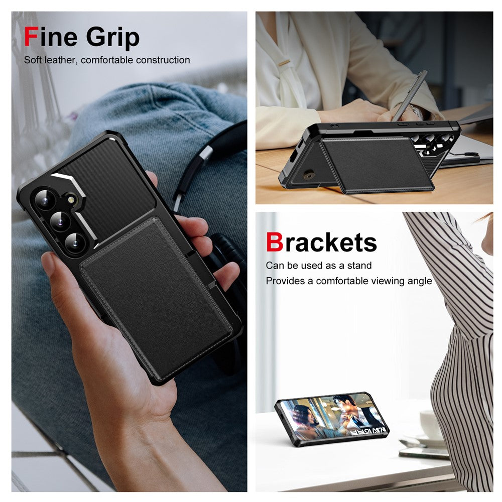 For Samsung Galaxy S26 FE Case Card Slot Kickstand Leather + TPU Reinforced Corner Phone Cover