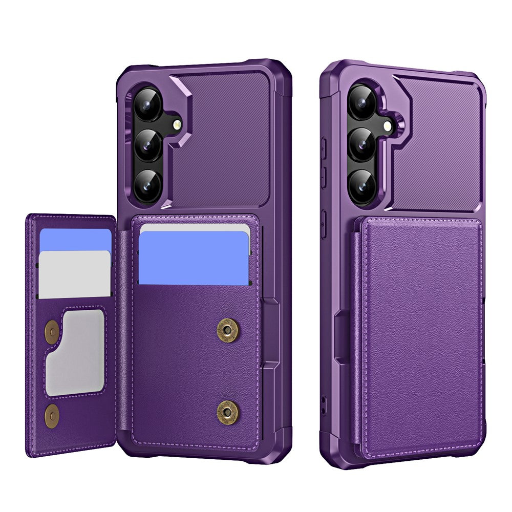 For Samsung Galaxy S26 FE Case Card Slot Kickstand Leather + TPU Reinforced Corner Phone Cover