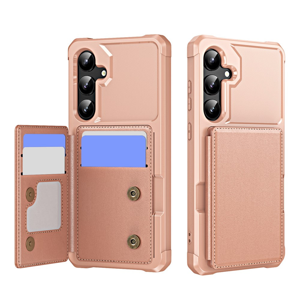 For Samsung Galaxy S26 FE Case Card Slot Kickstand Leather + TPU Reinforced Corner Phone Cover