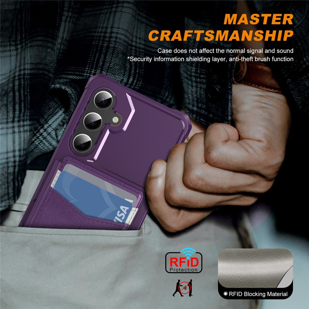 For Samsung Galaxy S26 FE Case RFID Blocking Card Slot Kickstand Leather + TPU Phone Cover