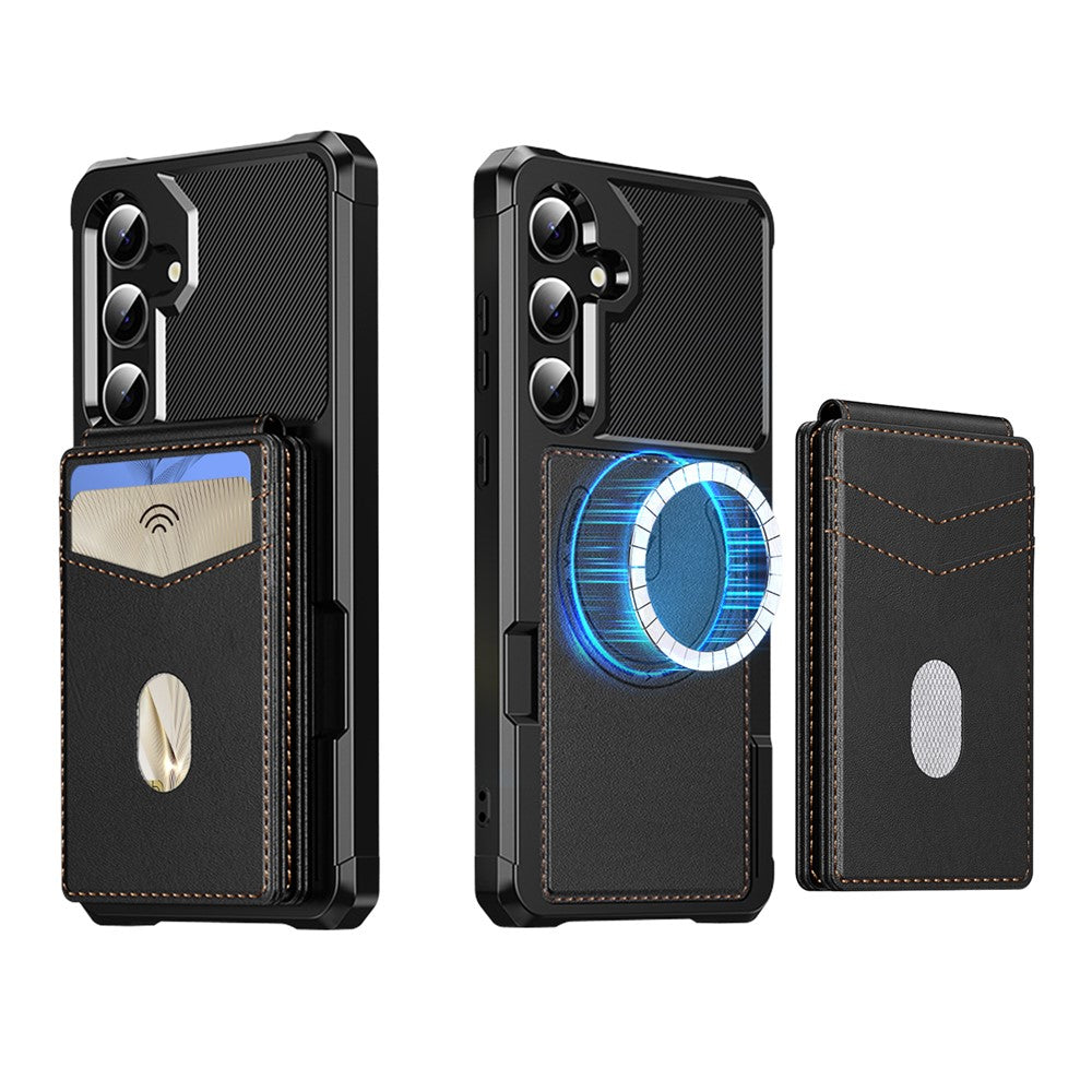 Samsung Galaxy S26 FE Magnetiskt Skal Avtagbart Korthållare Stöd Läder + TPU Mobilskal