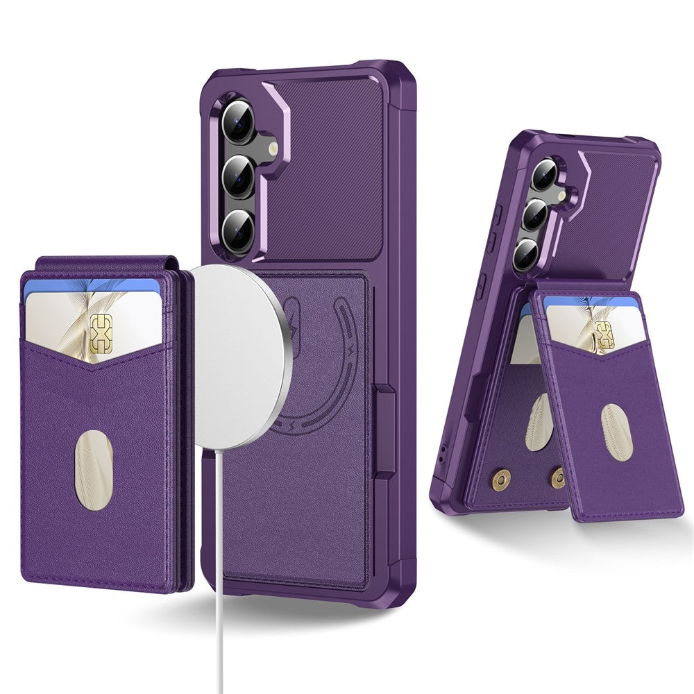Samsung Galaxy S26 FE Magnetiskt Skal Avtagbart Korthållare Stöd Läder + TPU Mobilskal