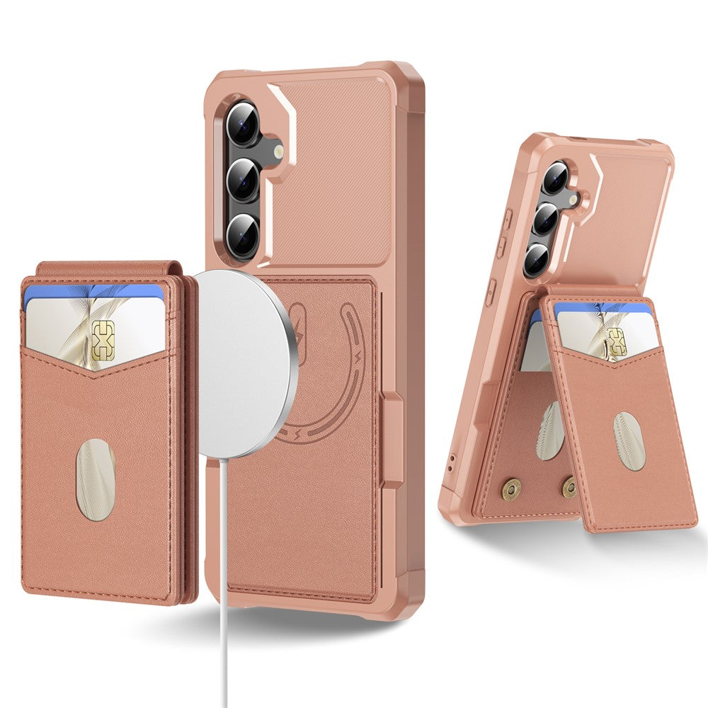 Samsung Galaxy S26 FE Magnetiskt Skal Avtagbart Korthållare Stöd Läder + TPU Mobilskal