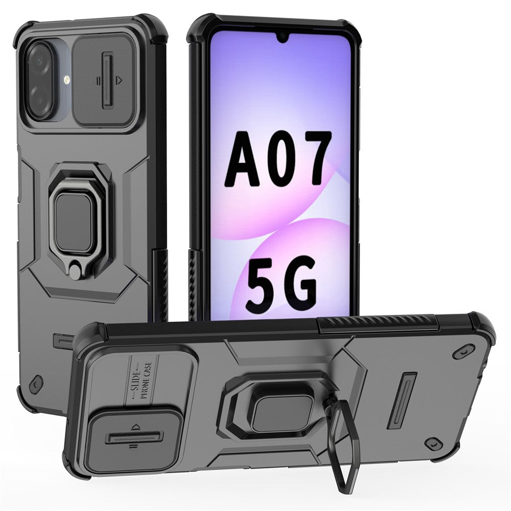 Til Samsung Galaxy A07 4G / Galaxy A07 5G / Galaxy A08 4G / Galaxy A08 5G Cover PC + TPU Kickstand Telefonbeskytter med Linsecover