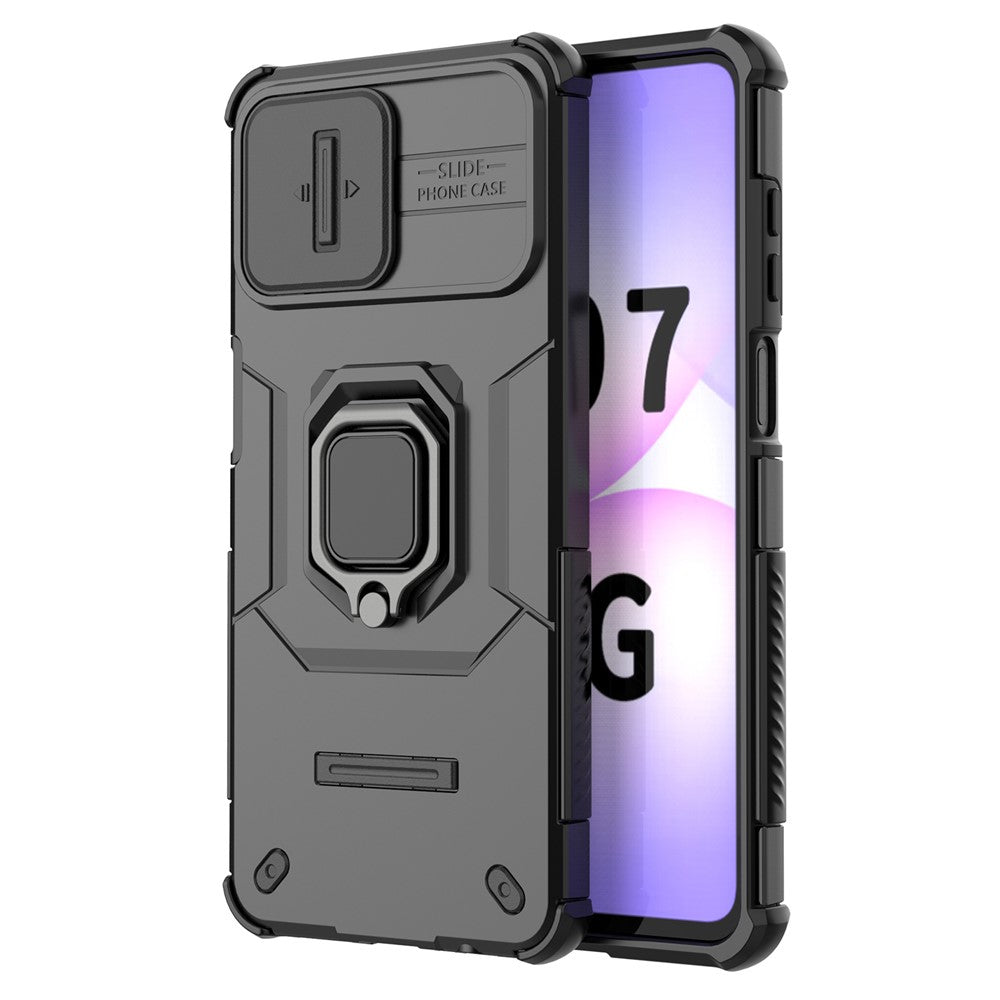 Samsung Galaxy A07 4G / A07s 4G / A07 5G / A08 4G / A08 5G-etui i PC + TPU med stativ, mobilbeskyttelse og linsebeskyttelse