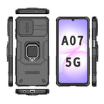 Samsung Galaxy A07 4G / A07s 4G / A07 5G / A08 4G / A08 5G-etui i PC + TPU med stativ, mobilbeskyttelse og linsebeskyttelse