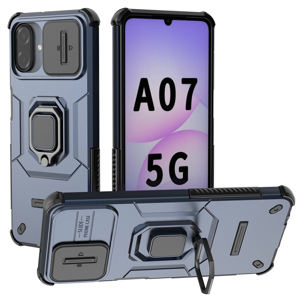 Til Samsung Galaxy A07 4G / Galaxy A07 5G / Galaxy A08 4G / Galaxy A08 5G Cover PC + TPU Kickstand Telefonbeskytter med Linsecover