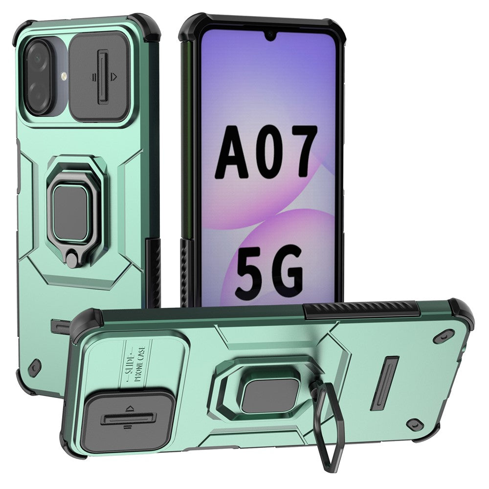 Samsung Galaxy A07 4G / A07s 4G / A07 5G / A08 4G / A08 5G-etui i PC + TPU med stativ, mobilbeskyttelse og linsebeskyttelse