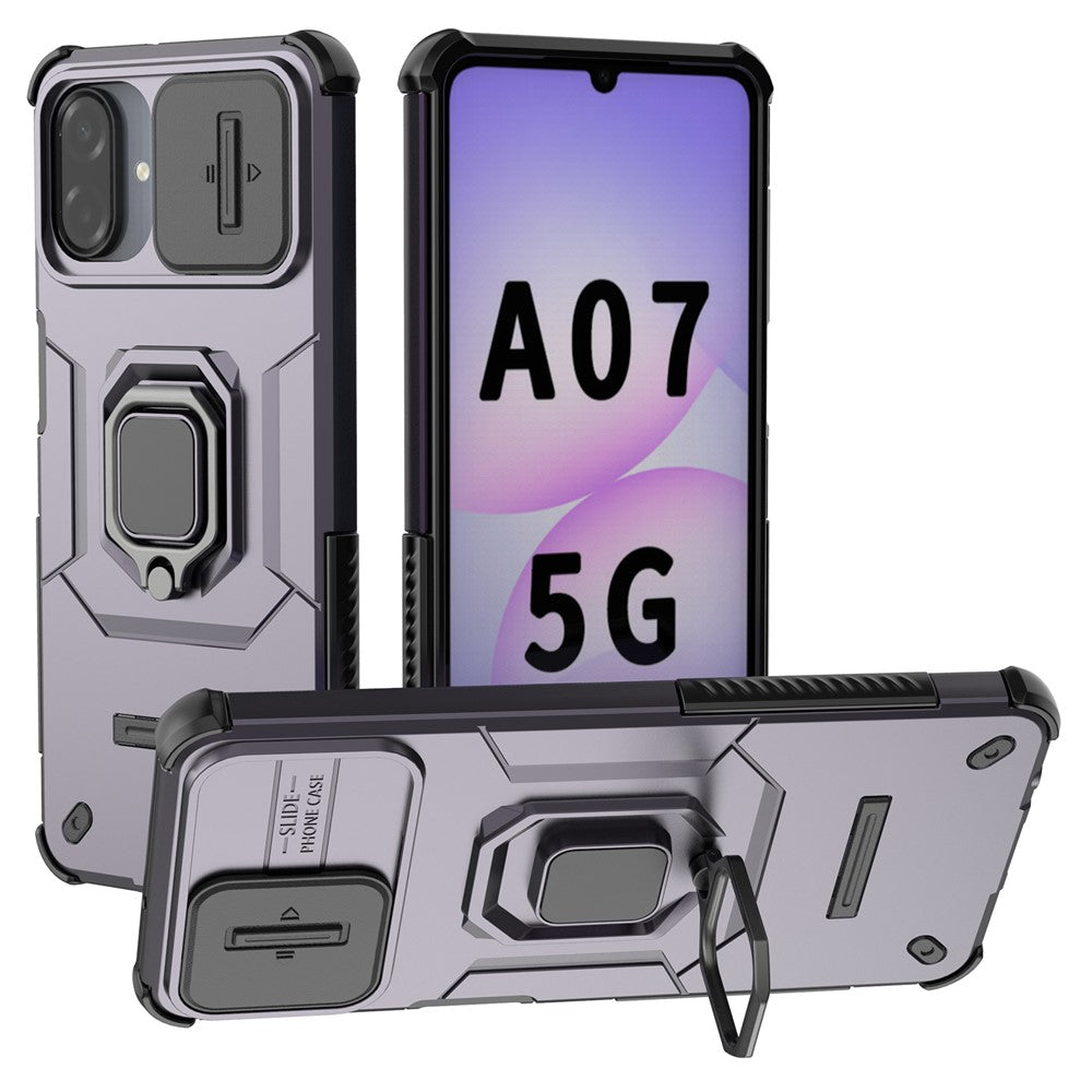 Samsung Galaxy A07 4G / A07s 4G / A07 5G / A08 4G / A08 5G-etui i PC + TPU med stativ, mobilbeskyttelse og linsebeskyttelse