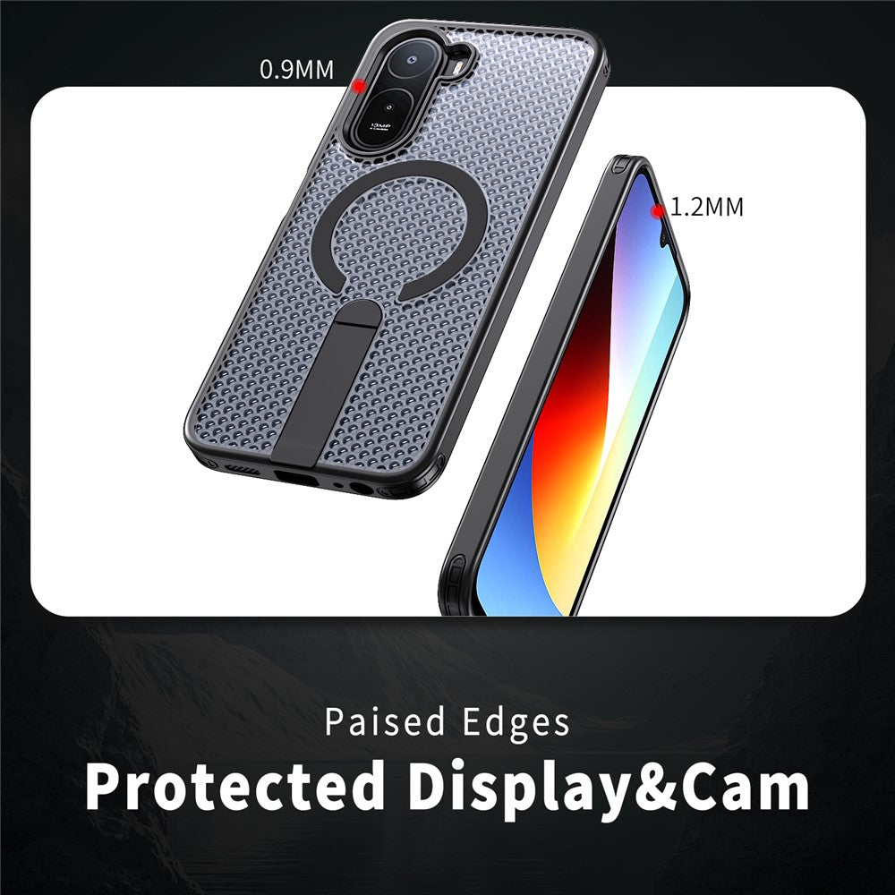 Xiaomi Redmi A7 Pro 4G (171.56mm) / Redmi A7 Pro 5G / Poco C85x 5G / Poco C81 4G / Poco C81 Pro 4G Magnetiskt skal Stativ Rutstruktur TPU PC mobil Baksida
