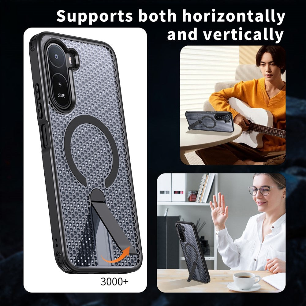 Xiaomi Redmi A7 Pro 4G (171.56mm) / Redmi A7 Pro 5G / Poco C85x 5G / Poco C81 4G / Poco C81 Pro 4G Magnetiskt skal Stativ Rutstruktur TPU PC mobil Baksida