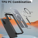 For Xiaomi Redmi A7 Pro 4G (171.56mm)  /  Redmi A7 Pro 5G  /  Poco C85x 5G  /  Poco C81 4G  /  Poco C81 Pro 4G Magnetic Case Kickstand Grid Texture TPU PC Phone Back Cover