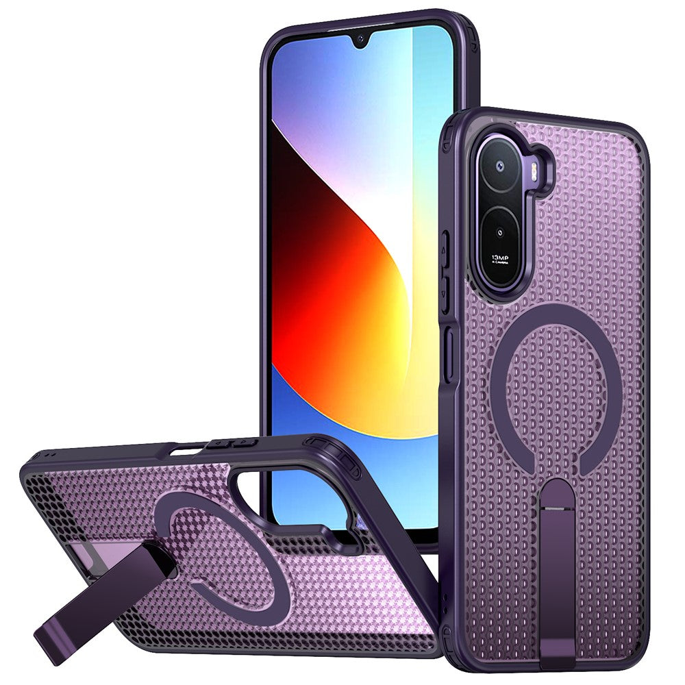 Xiaomi Redmi A7 Pro 4G (171.56mm) / Redmi A7 Pro 5G / Poco C85x 5G / Poco C81 4G / Poco C81 Pro 4G Magnetiskt skal Stativ Rutstruktur TPU PC mobil Baksida