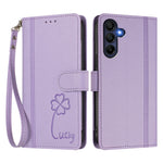 Samsung Galaxy A16 4G / Galaxy A16 5G Plånboksfodral 9 Kortfack Lucky Clover Imprint Lädermobilfodral med Handledsrem
